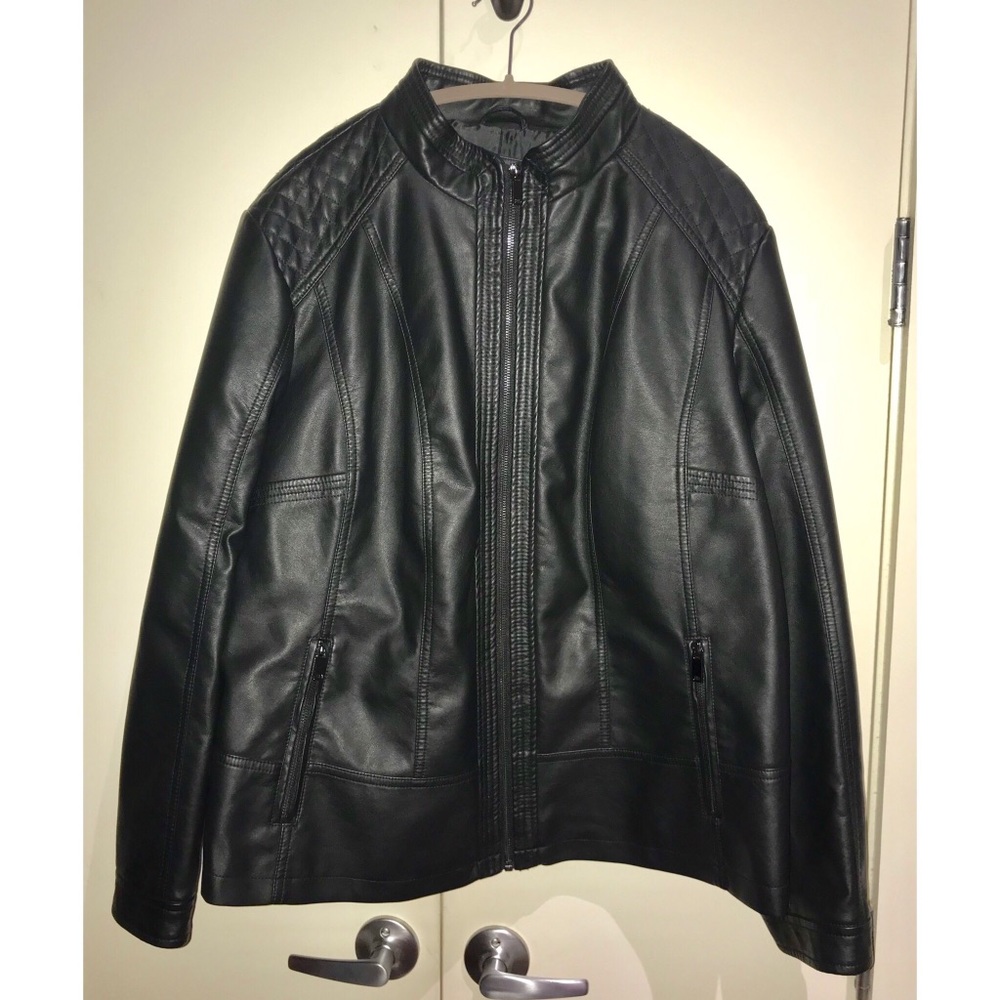3X Black Moto Faux Leather Jacket